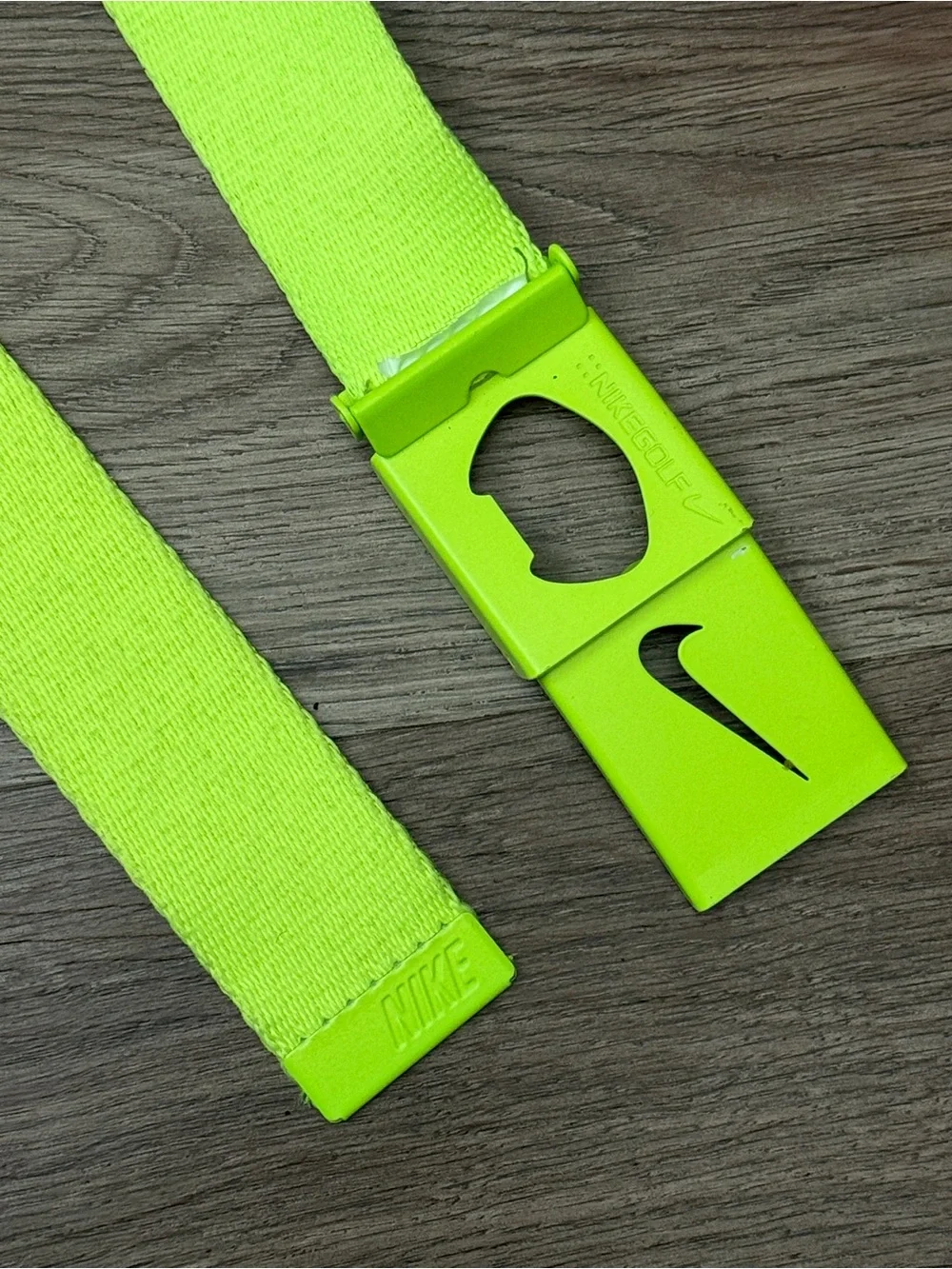 Nike Tech Essentials Web Golf Belt Volt Neon Green One Size with Bottle Opener